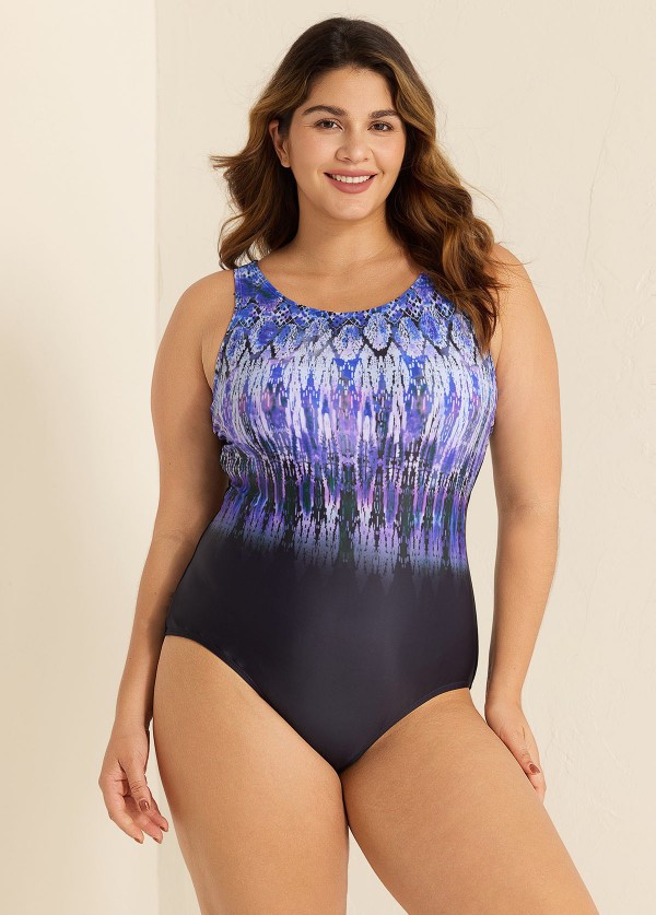 High Neck Wide Straps Women One Piece Swimsuit