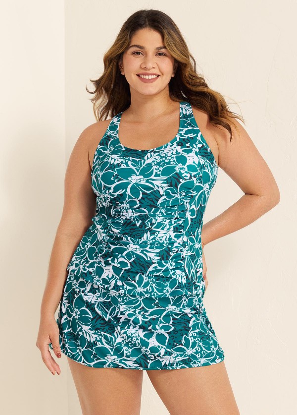 Floral Print Square Neck Women Classy Racerback Tankini Set