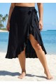 Black Plus Size Holiday Casual Ruffle Trim Tie Wrap Cover Up Skirt