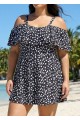 White Floral Off The Shoulder Modest Plus Size Women's Swimsuit One Piece Swimdress
