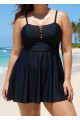 Black Crisscross Detailing Flowy Swimdress Top