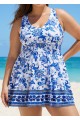 White Floral Modest Curvy Swimsuit And Swimwear Swimdress Set