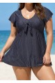 Deep V-neckline Tie Front Women Tankini Top