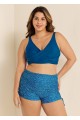 Deep Blue Twisted Front Fashion Plus Size Bikini Top