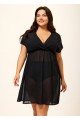 Black V Neck Semi-Sheer Split Boho Style Cover Up