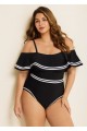 Plus Size Off Shoulder Ruffles Women One Piece Swimsuit