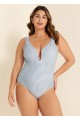 Classic Modest  Mini Stripe V Neck One Piece Swimsuit