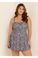 Romantic Floral Ruched Swimdress Set