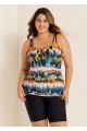 Stylish And Flattering Yellow Tie Dye Adjustable Double Straps Tankini Top