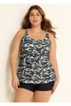 Plus Size Camo Scoop Neck Adjustable Straps Women Tankini Set