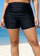 Black Plus Size High Waist Pleated Swim Bottom