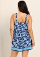 Curvy Navy Floral Flattering Wide Straps Pocket Women's Swimsuit One Piece Swim Romper