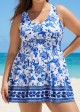 White Floral Modest Curvy Swimsuit And Swimwear Swimdress Set