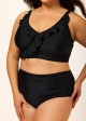 Plus Size Black With Frill Details Modest Elegant Bikini Swimsuit Top