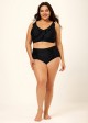 Plus Size Black With Frill Details Modest Elegant Bikini Swimsuit Top