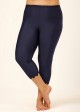 Navy Blue Plus Size Women's Cropped Ruffled Swim Pants