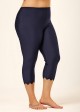 Navy Blue Plus Size Women's Cropped Ruffled Swim Pants