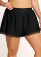 Black Lace Hollow Side Pocket Plus Size Swimsuits Swim Shorts Board Shorts 