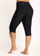 Plus Size Black High Waisted Tummy Control Side Drawstring Swimsuits Bottom Capri Pants