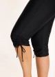 Plus Size Black High Waisted Tummy Control Side Drawstring Swimsuits Bottom Capri Pants