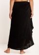 Curvy Black Side Slits Sarong Beachwear Cover Ups Dress