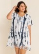 V-Neck Slit Fringe Trim Tunic Cover Up