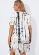 V-Neck Slit Fringe Trim Tunic Cover Up