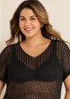 Black Plus Size Simple Side Slit Cover Up