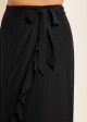 Black Plus Size Holiday Casual Ruffle Trim Tie Wrap Cover Up Skirt
