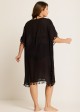 Plus Size Black Tassel Short Sleeve Swimsuit Cover Up Dress