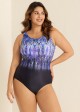 High Neck Wide Straps Women One Piece Swimsuit