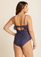 Navy Scoopneck Dot Layered One Piece Swimsuit