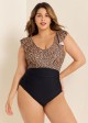 Leopard Print Ruffled Vintage One Piece Swimsuit