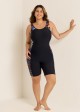 Plants Print Scoop Neck Athletic Boyleg Tummy Rash Guard Control One Piece Swimsuit