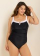 Plus Size Black And White Color Block 1 Piece Bathing Suits One Piece Swimsuit