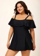 Plus Size Black Tummy Control Stylish One Piece Swimdress