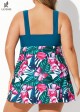 Gungle Green Wide Strap Tie Front V-Neck Lady One Piece Swimdress