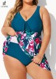 Gungle Green Wide Strap Tie Front V-Neck Lady One Piece Swimdress