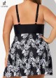 Stylish Black and White Print Cross Front Swimdress Top