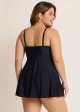 Black Crisscross Detailing Flowy Swimdress Top