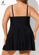 Black Crisscross Detailing Flowy Swimdress Top