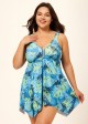 Green Vintage Floral Print Modest Swim Dress Set