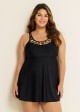 Plus Size Black Fashionable Hollow Swimdress Top