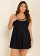 Plus Size Black Fashionable Hollow Swimdress Top