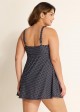 Women's Black Polka Dot Tie Front Modest One Piece Swimdress
