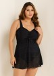 Black V Neck Tie Front Crochet One Piece Swimdress