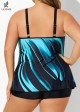 Blue And Black Fashionable Double Straps Adjustable Tankini Top