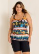 Stylish And Flattering Yellow Tie Dye Adjustable Double Straps Tankini Top