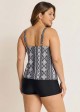 Vintage Geometric Print Double Straps Tankini Top