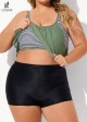 Plus Size Striped Faux Layer Adjustable Tankini Top